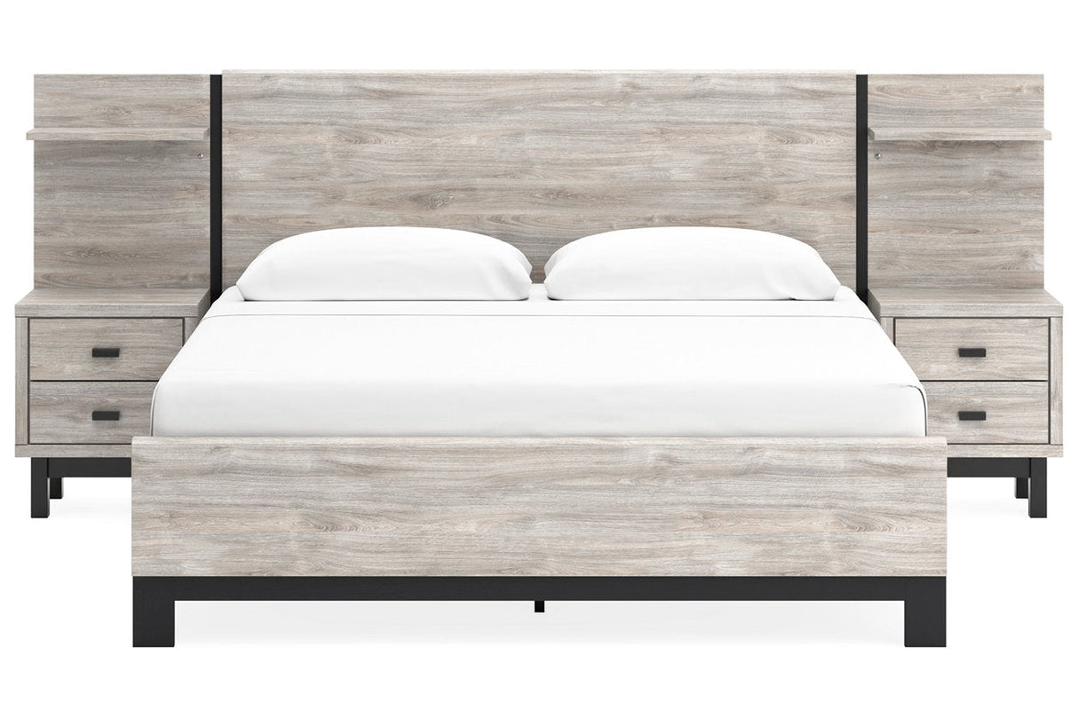 Vessalli Gray Panel Bedroom Set with 2 Nightstands by Ashley at Eve Furniture