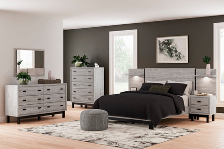 Vessalli Gray Panel Bedroom Set with 2 Nightstands by Ashley at Eve Furniture