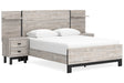 Vessalli Gray Queen Panel Bed with 2 Nightstand by Ashley at Eve Furniture