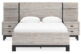Vessalli Gray Queen Panel Bed with 2 Nightstand by Ashley at Eve Furniture
