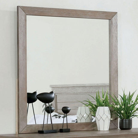 Vevey Wire-Brushed Warm Gray Mirror by Furniture of America at Eve Furniture