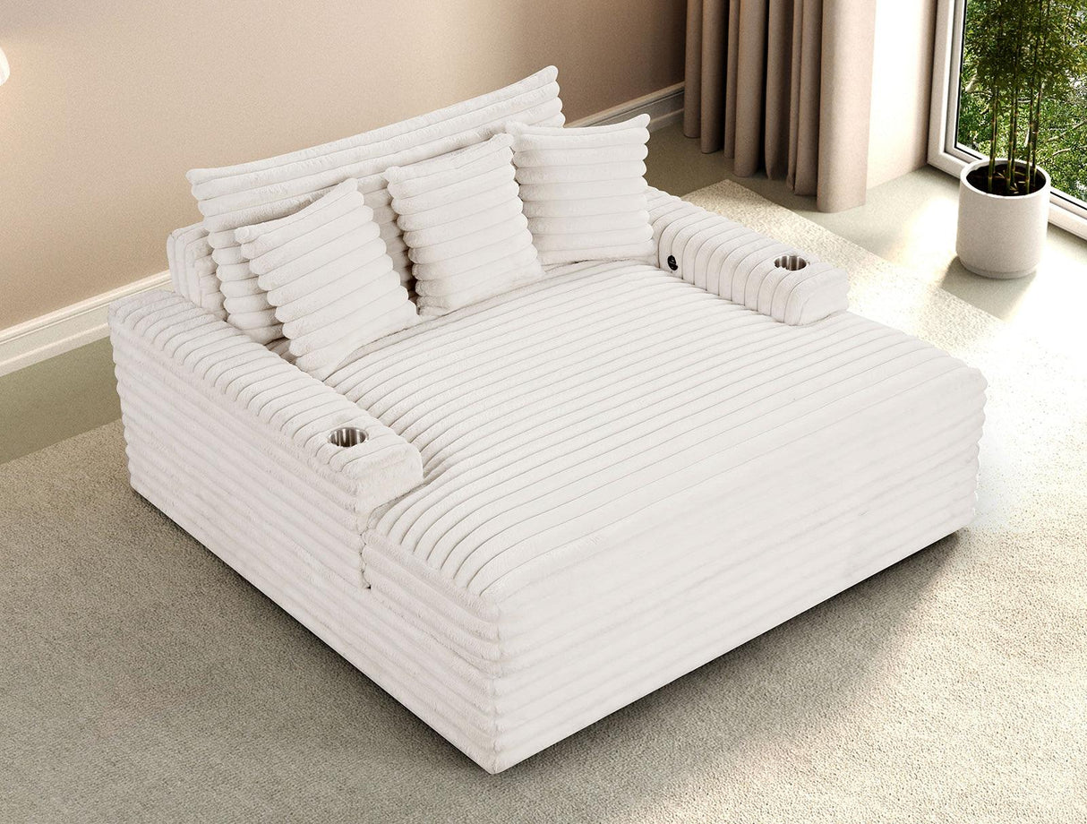 Veyrier White 2 Arm Chaise by Furniture of America at Eve Furniture
