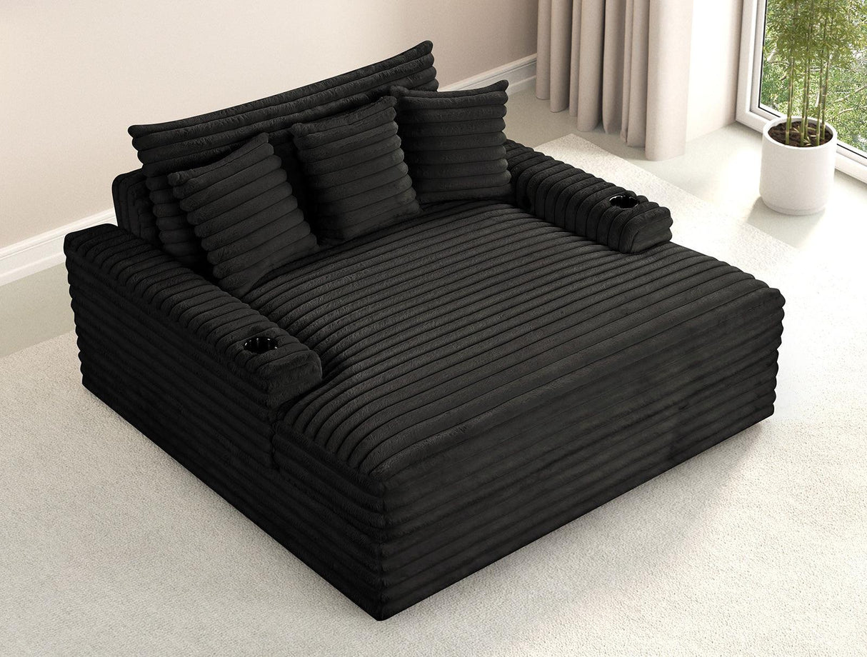 Veyrier Black 2 Arm Chaise by Furniture of America at Eve Furniture