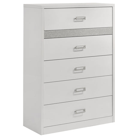 Viana 5-Piece Eastern King Platform Bedroom Set Grey and White High Gloss by Coaster at Eve Furniture
