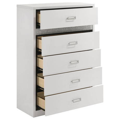 Viana White High Gloss Chest by Coaster at Eve Furniture