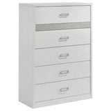Viana White High Gloss 5-Piece Touch-Control LED Eastern King Bedroom Set by Coaster at Eve Furniture