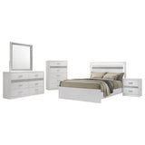 Viana White High Gloss 5-Piece Touch-Control LED Eastern King Bedroom Set by Coaster at Eve Furniture