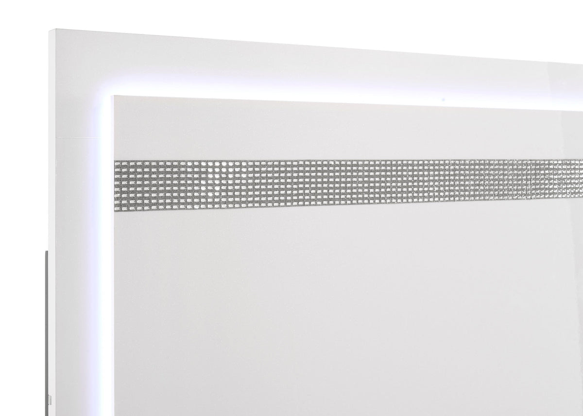 Viana White High Gloss 4-Piece Touch-Control LED Queen Bedroom Set by Coaster at Eve Furniture