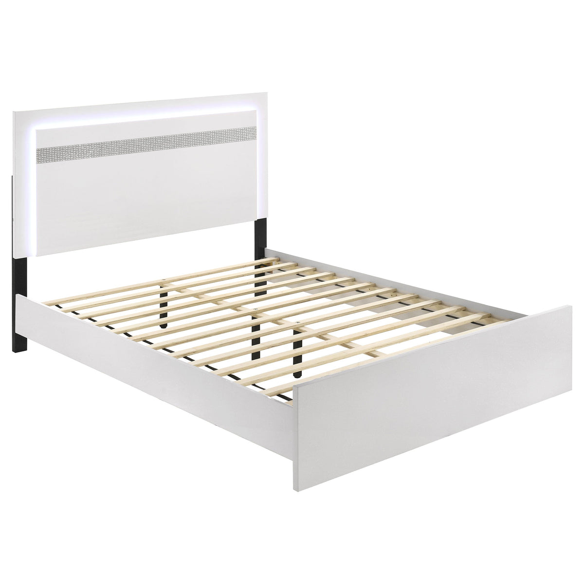 Viana White High Gloss 5-Piece Touch-Control LED Queen Bedroom Set by Coaster at Eve Furniture