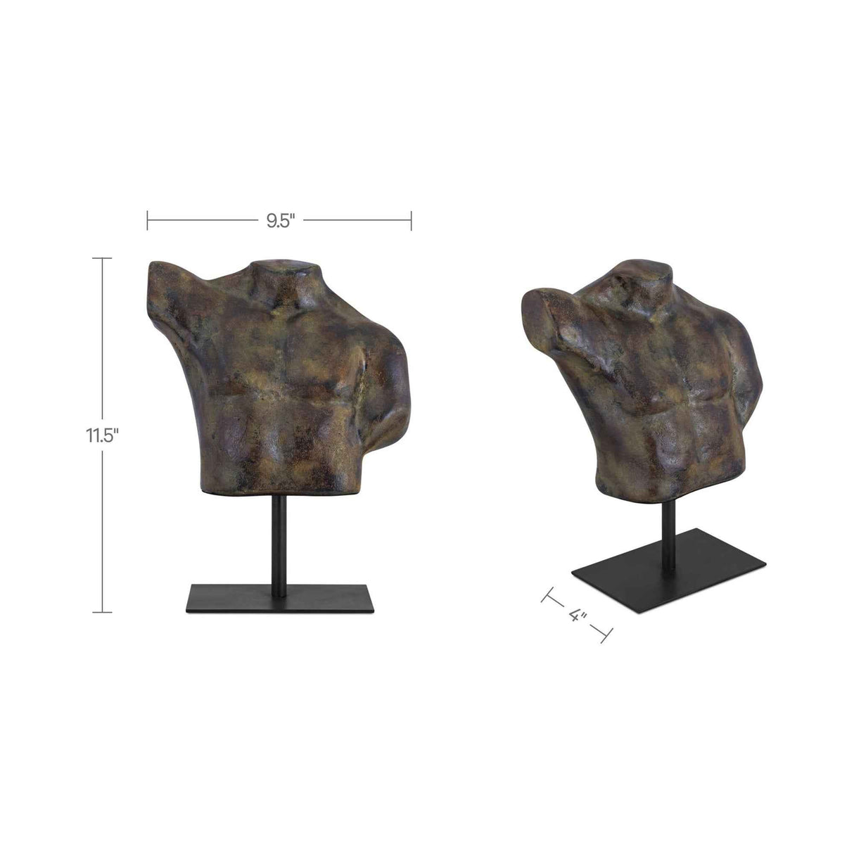 Victor Dark Green Patina Cast Aluminum Sculpture