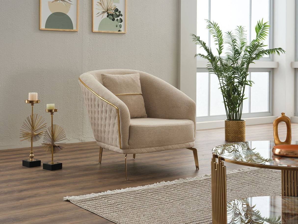 Victoria 3-pieces Living Room Set in Cream by Furnia at Eve Furniture