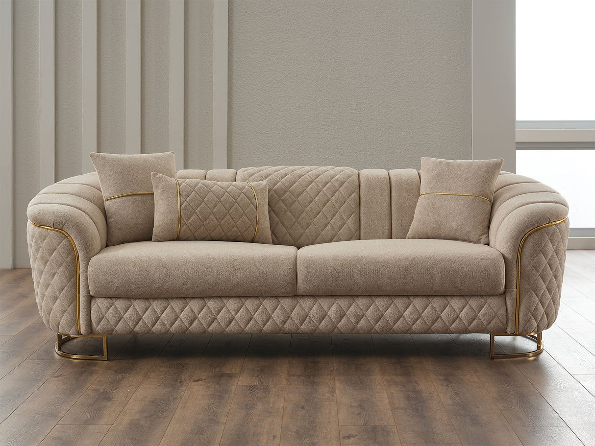 Victoria 3-pieces Living Room Set in Cream by Furnia at Eve Furniture