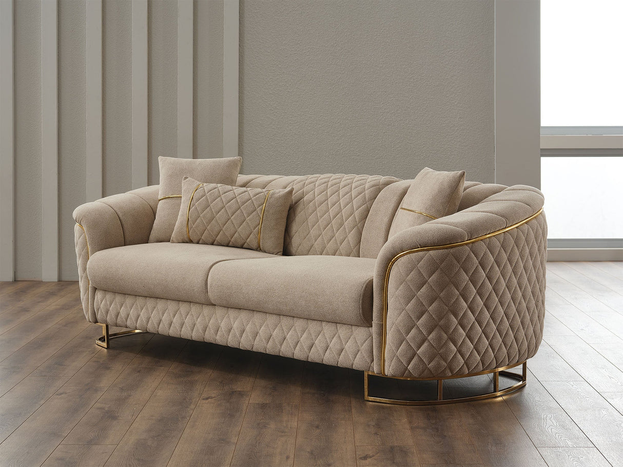 Victoria 3-pieces Living Room Set in Cream by Furnia at Eve Furniture