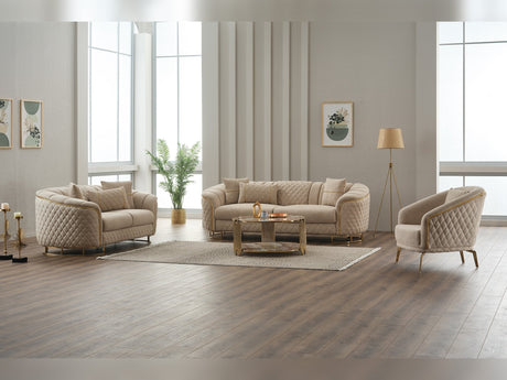 Victoria Cream 3-pieces Living Room Set by Furnia at Eve Furniture
