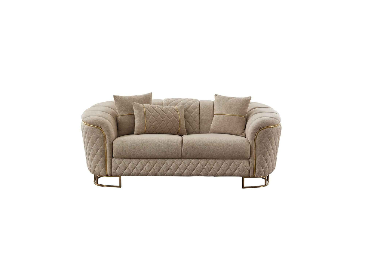 Victoria Cream Stationary Loveseat by Furnia at Eve Furniture