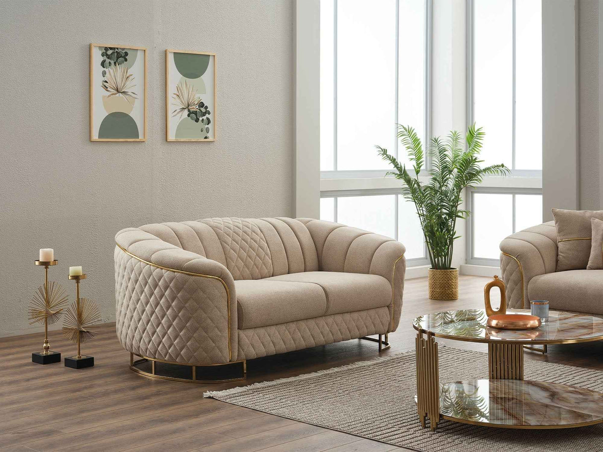 Victoria Cream Stationary Loveseat by Furnia at Eve Furniture