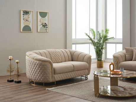Victoria Cream Stationary Loveseat by Furnia at Eve Furniture