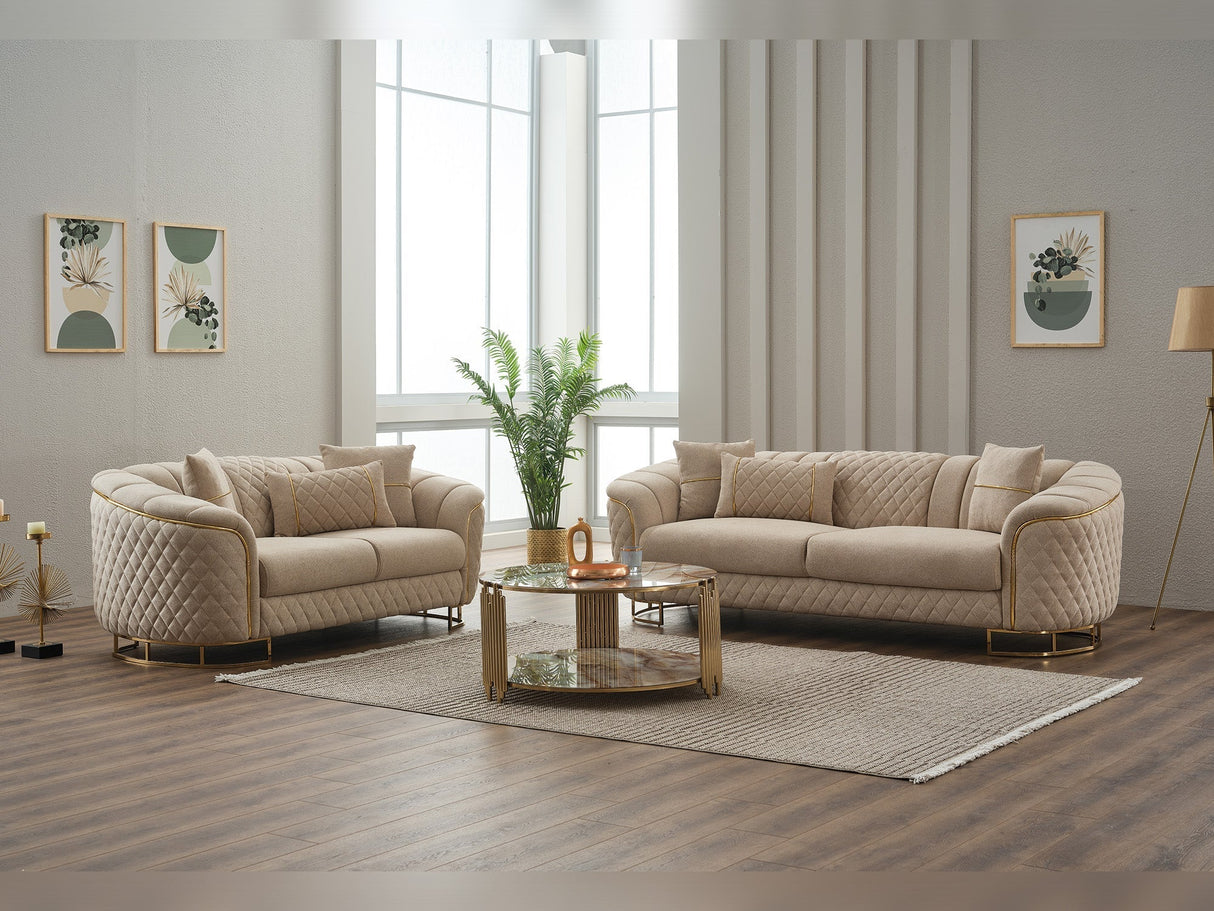Victoria Cream Stationary Loveseat by Furnia at Eve Furniture