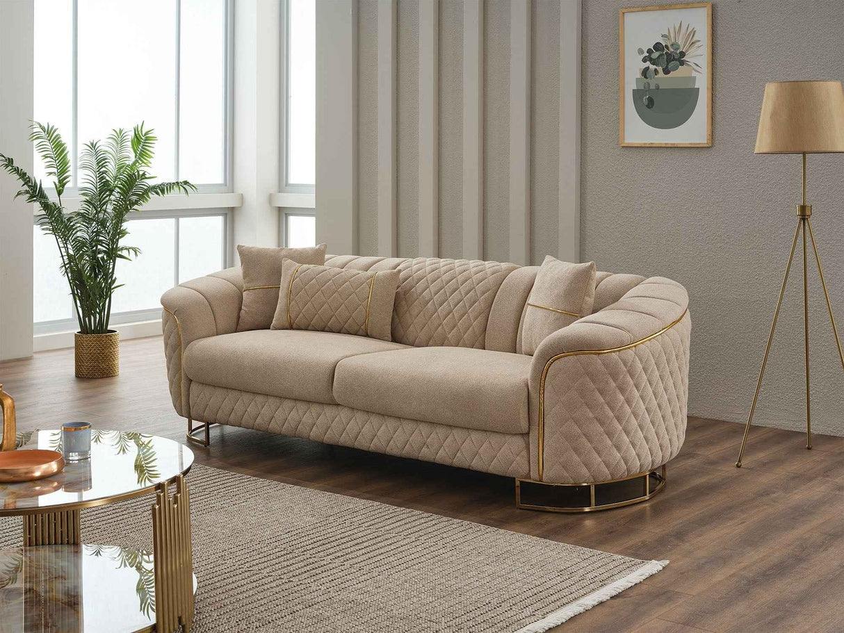 Victoria Cream Stationary Sofa by Furnia at Eve Furniture