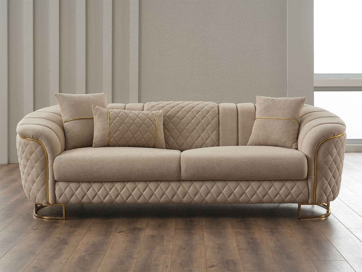 Victoria Cream Stationary Sofa by Furnia at Eve Furniture