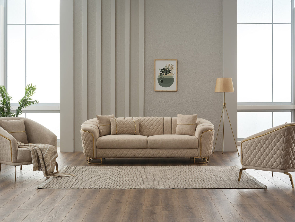 Victoria Cream Stationary Sofa by Furnia at Eve Furniture