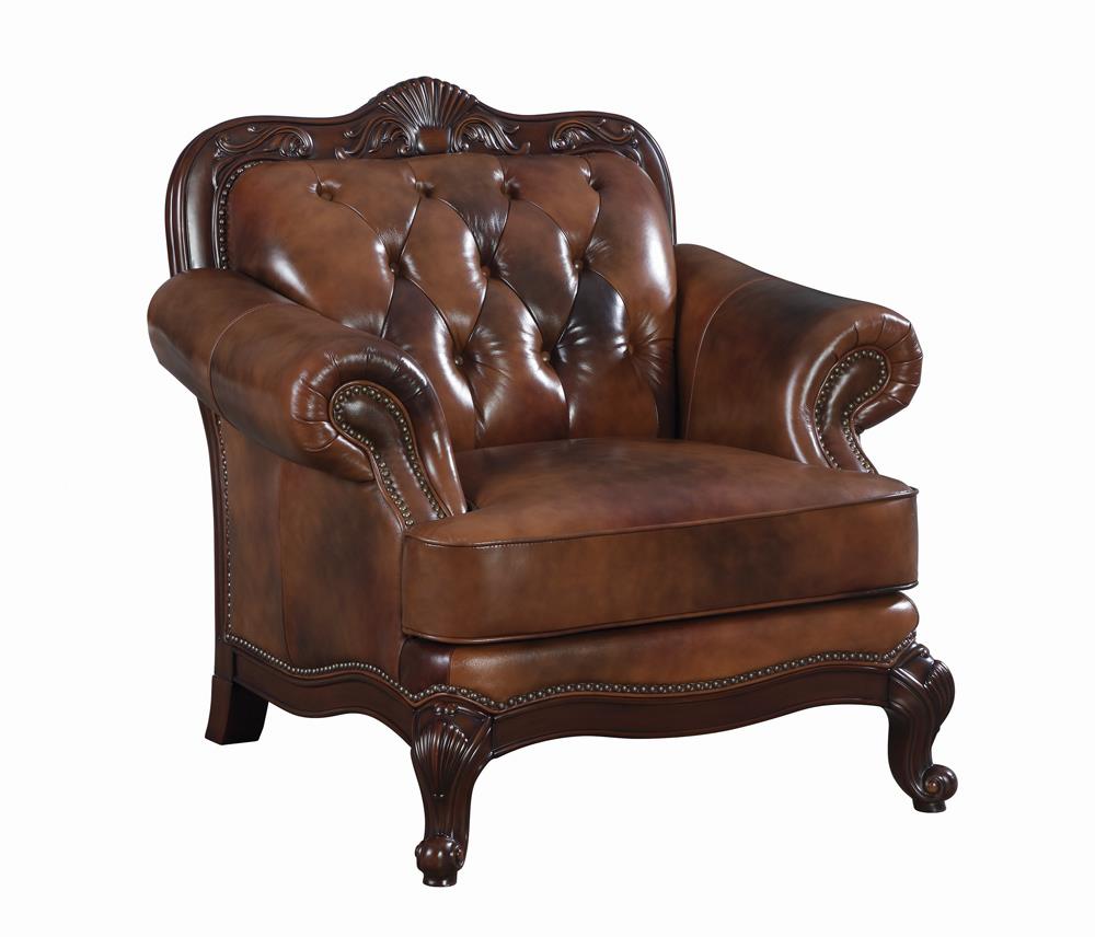 Victoria Rolled Arm Chair Tri-tone and Brown