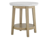Vida 3-Piece Castered Round White Marble Top Table Set by Steve Silver at Eve Furniture
