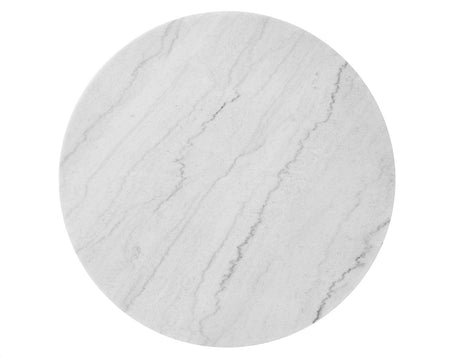 Vida 48″ Round White Marble Dining Table by Steve Silver at Eve Furniture