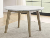 Vida 48″ Round White Marble Dining Table by Steve Silver at Eve Furniture