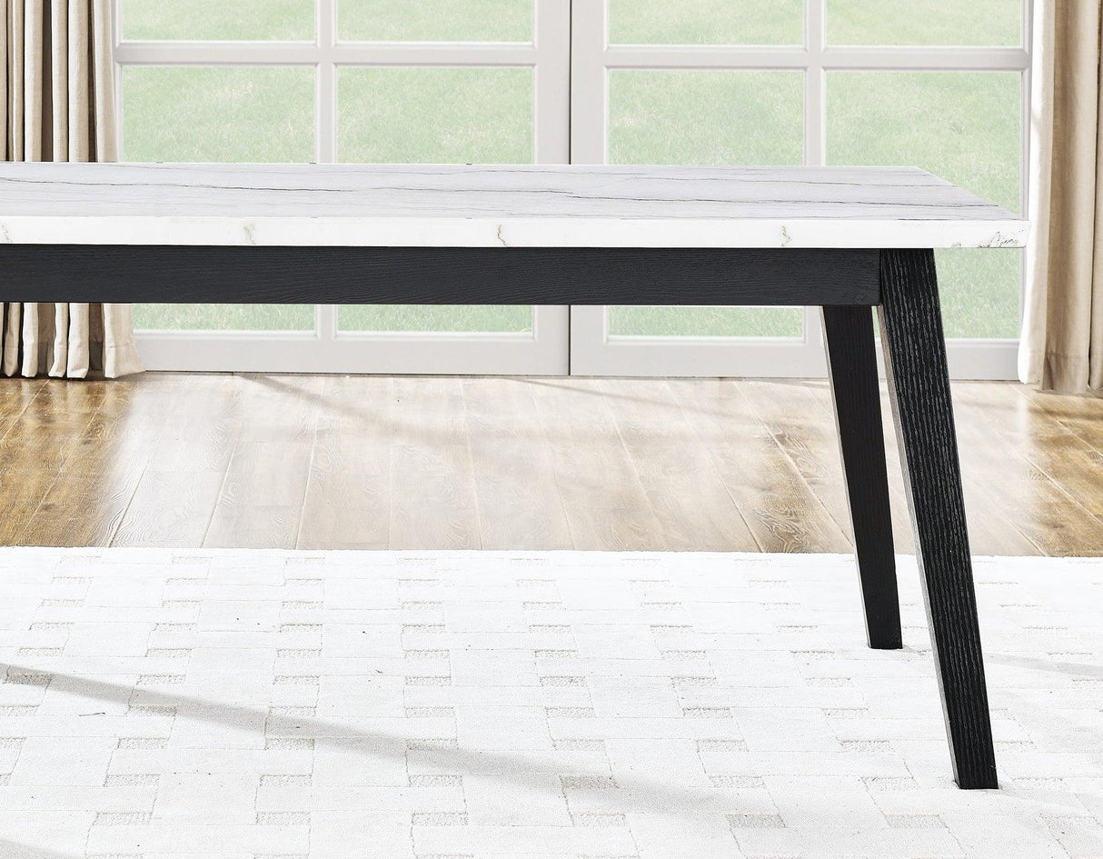 Vida 72″ White Marble Top Dining Table, Black Finish by Steve Silver at Eve Furniture