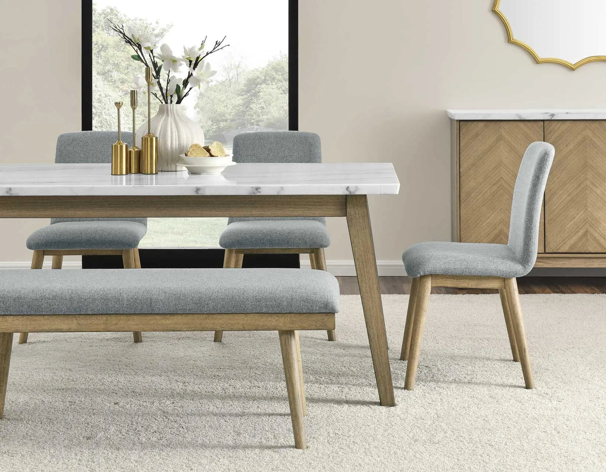 Vida 72″ White Marble Top Dining Table by Steve Silver at Eve Furniture