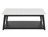 Vida Black Cocktail Table, White Marble Top, Castered by Steve Silver at Eve Furniture