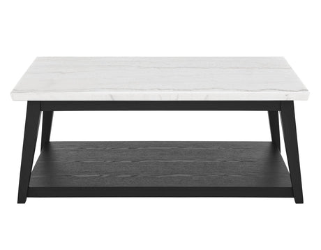 Vida Black Cocktail Table, White Marble Top, Castered by Steve Silver at Eve Furniture