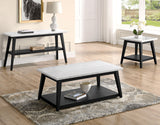 Vida Black Cocktail Table, White Marble Top, Castered by Steve Silver at Eve Furniture