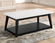 Vida Black Cocktail Table, White Marble Top, Castered by Steve Silver at Eve Furniture