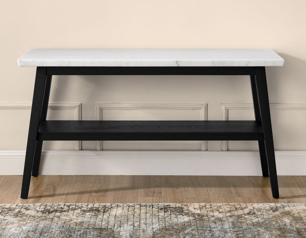 Vida Black Sofa Table, White Marble Top by Steve Silver at Eve Furniture