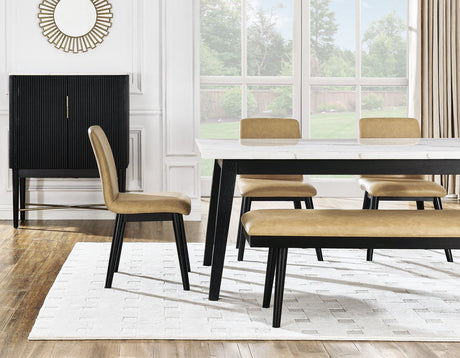 Vida Black/Sand Marble Top Dining Room Set by Steve Silver at Eve Furniture