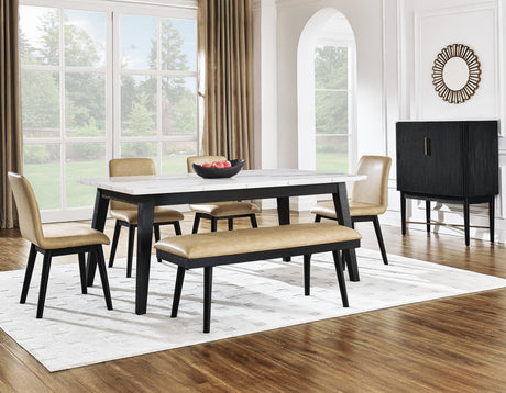 Vida Black/Sand Marble Top Dining Room Set by Steve Silver at Eve Furniture