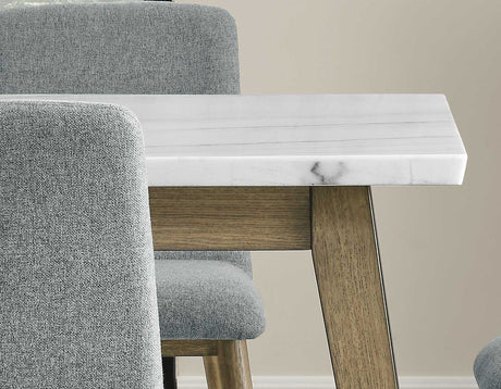 Vida Burnished Blonde/Gray Marble Top Dining Room Set by Steve Silver at Eve Furniture