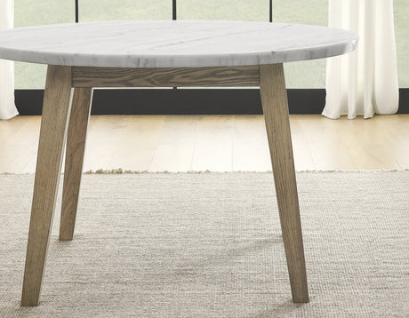 Vida Burnished Blonde/Gray Round Marble Top Dining Room Set by Steve Silver at Eve Furniture