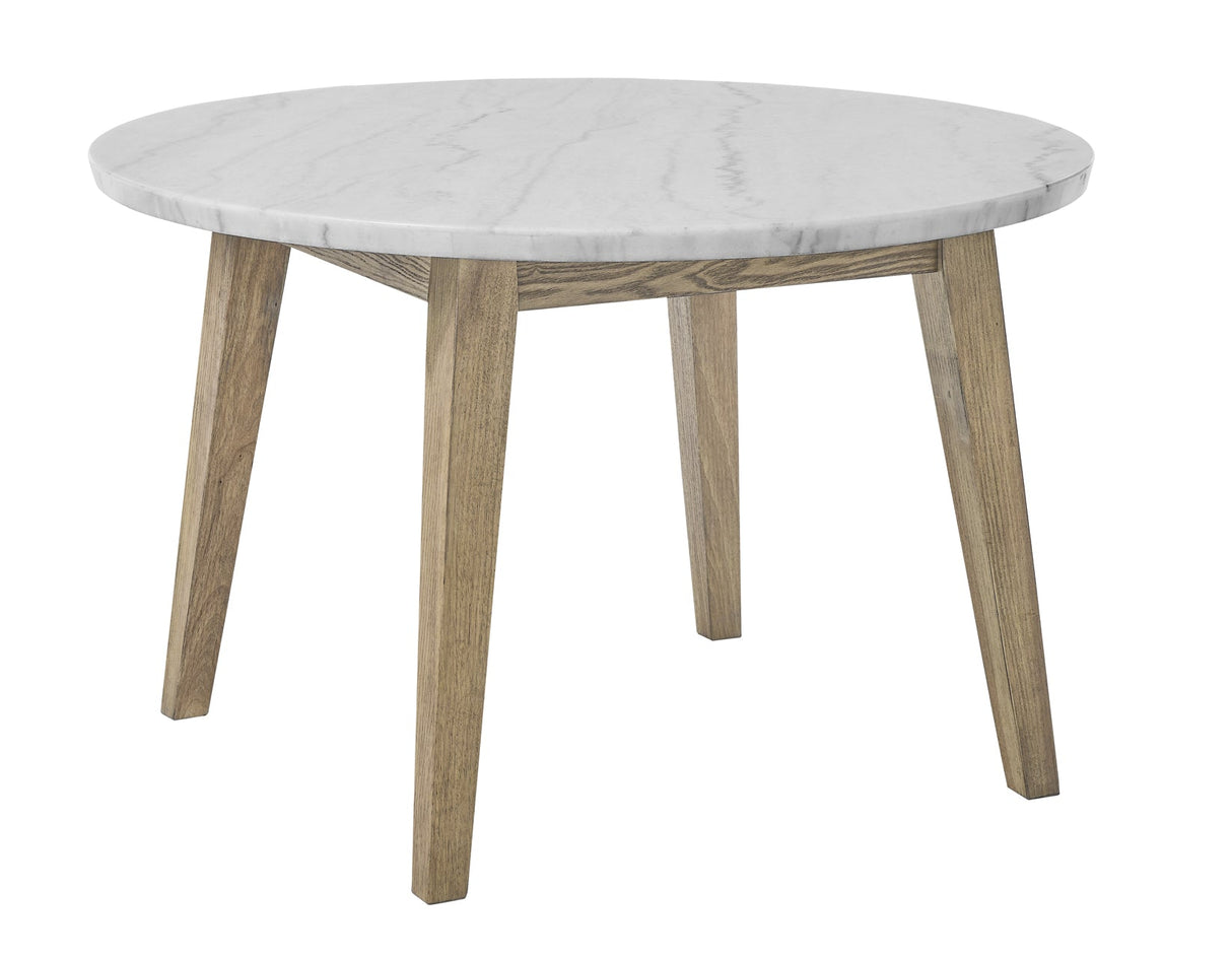 Vida Burnished Blonde/Gray Round Marble Top Dining Room Set by Steve Silver at Eve Furniture