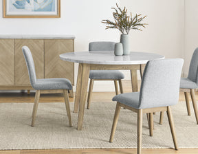 Vida Burnished Blonde/Gray Round Marble Top Dining Room Set by Steve Silver at Eve Furniture