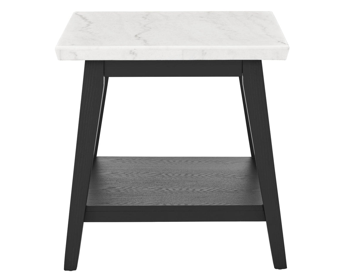 Vida Marble Top 3-Piece Table Set, Black Finish