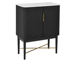 Vida Marble Top WIne Cabinet, Black Finish