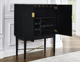 Vida Marble Top WIne Cabinet, Black Finish