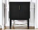 Vida Marble Top WIne Cabinet, Black Finish