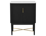 Vida Marble Top WIne Cabinet, Black Finish