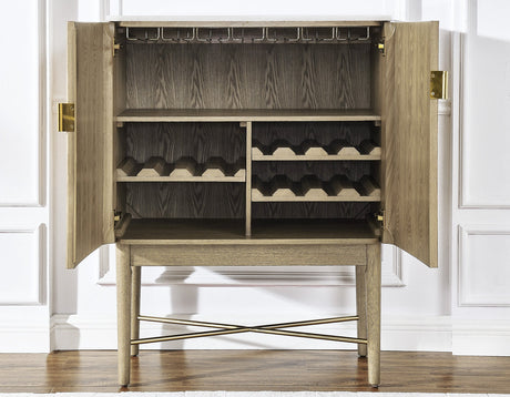 Vida Marble Top WIne Cabinet, Blonde Finish