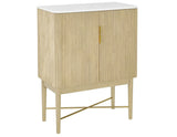 Vida Marble Top WIne Cabinet, Blonde Finish