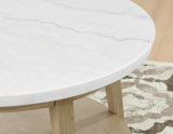Vida, Round 36″ Cocktail Table, White Marble Top, Castered by Steve Silver at Eve Furniture